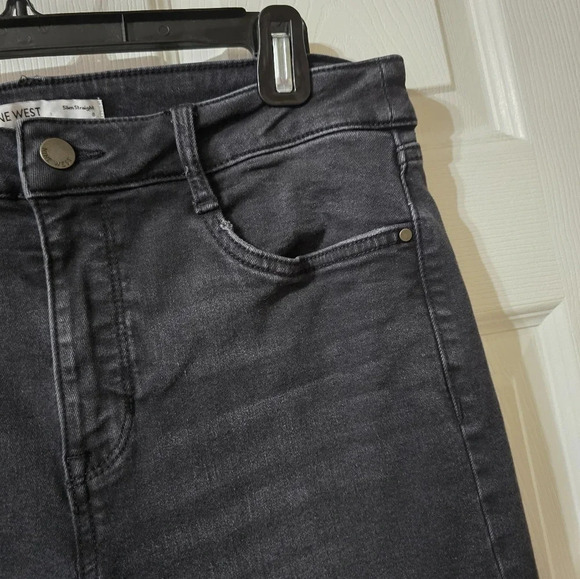 Nine West High Waist Slim Straight Sculpting Jeans, Black Wash, Stretch, EUC! - Picture 7 of 10
